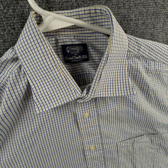 Gitman Bros Long Sleeve Button Up Shirt Men Cotton Blue Yellow Plaid 16.5 33 - Picture 7 of 13